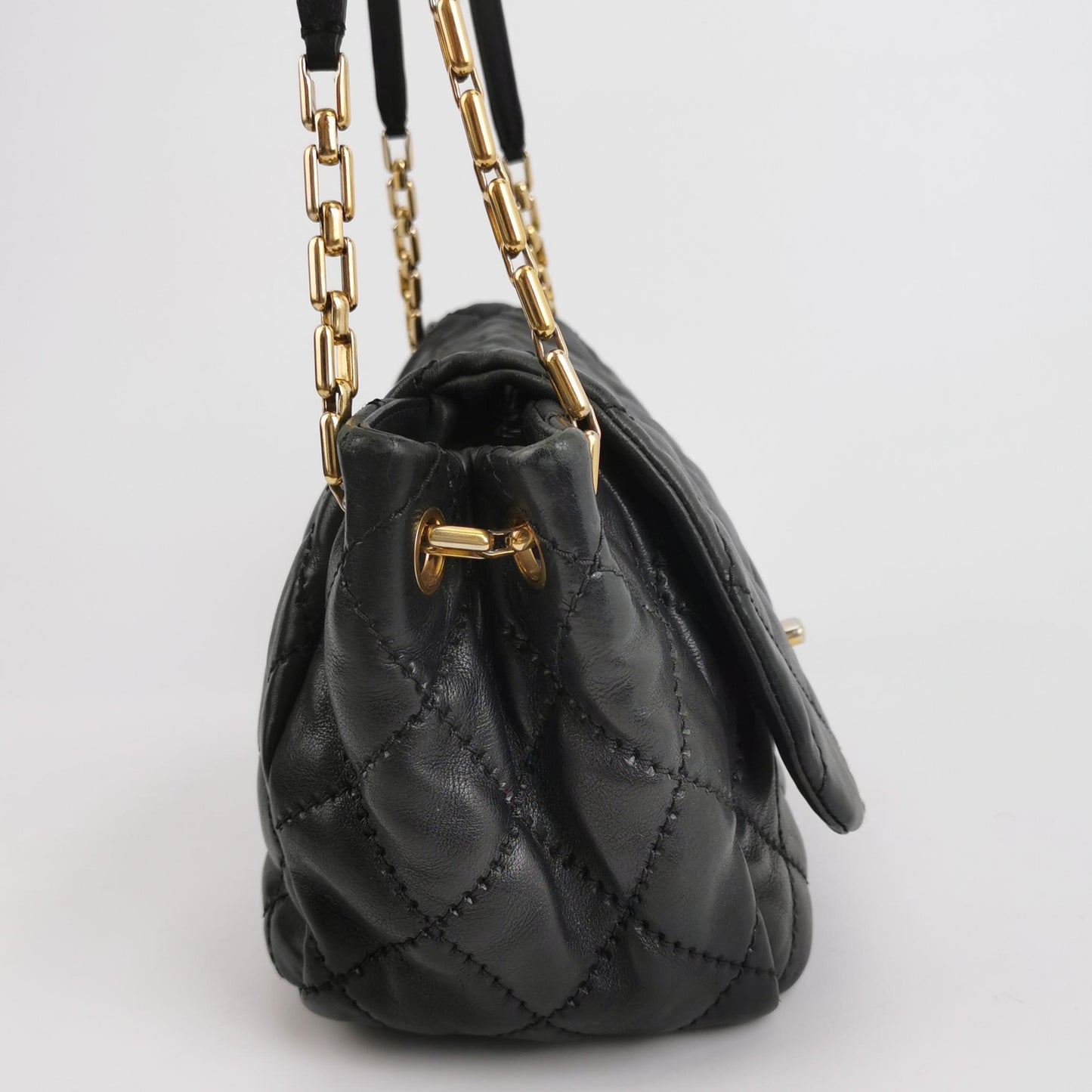 Chanel Calfskin Quilted Retro Chain Flap Bag Black