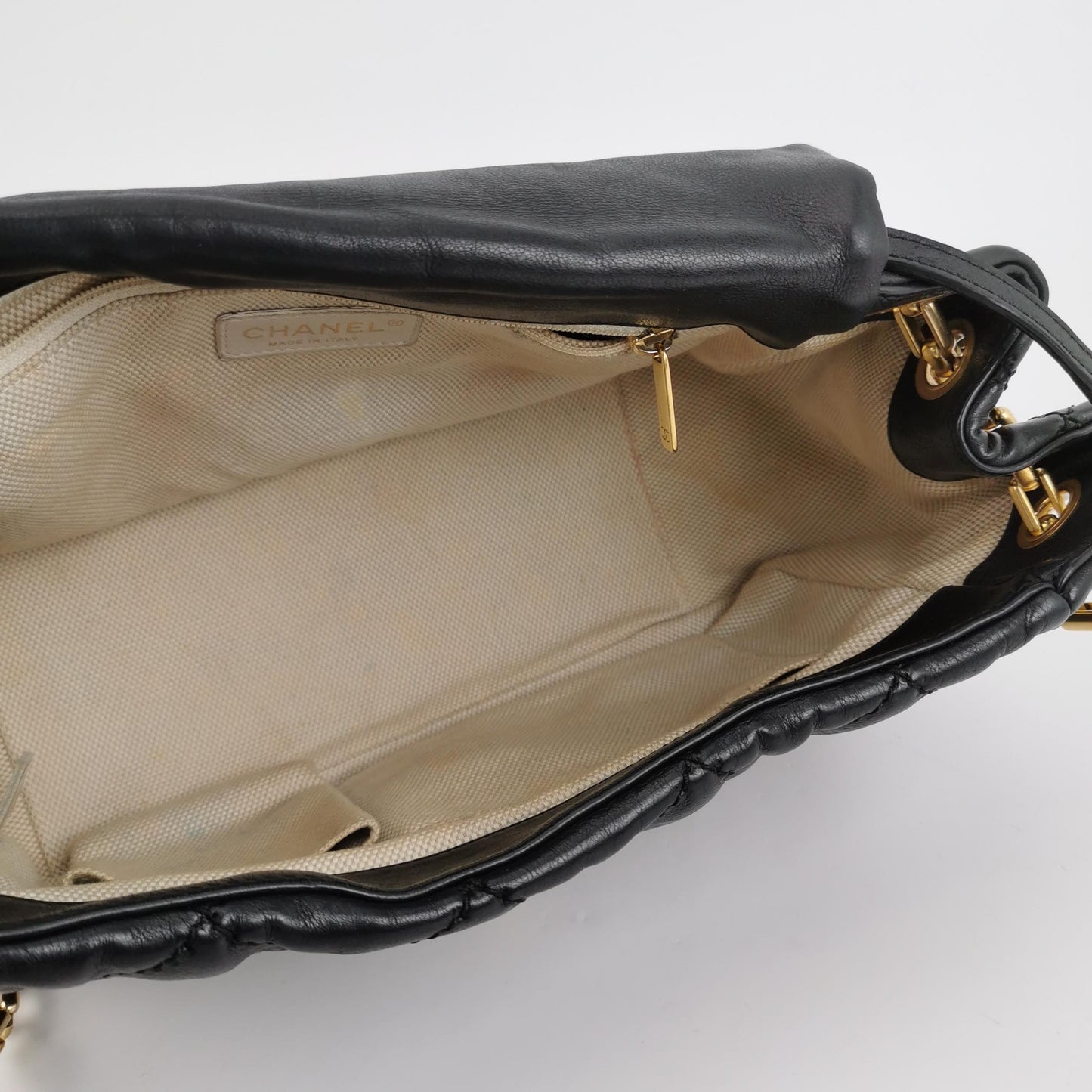 Chanel Calfskin Quilted Retro Chain Flap Bag Black