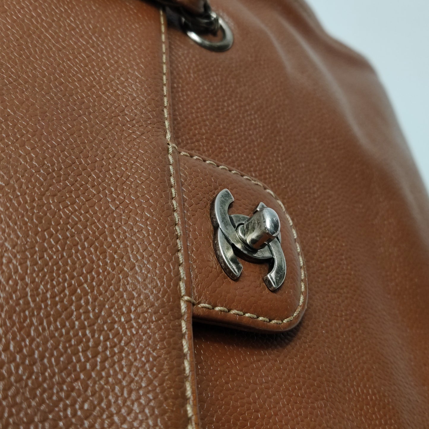 Chanel Calfskin Flap Bag Brown Vintage