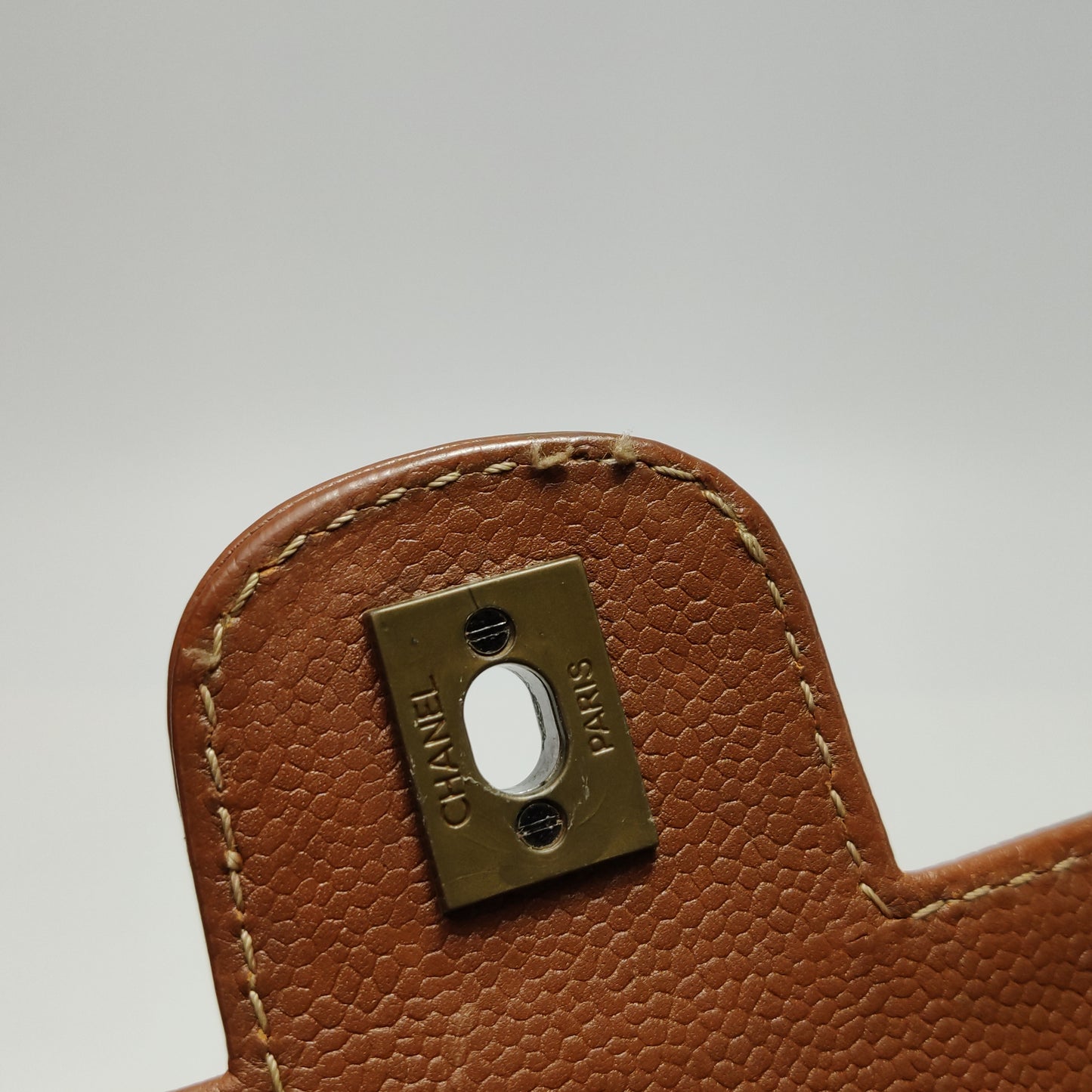 Chanel Calfskin Flap Bag Brown Vintage