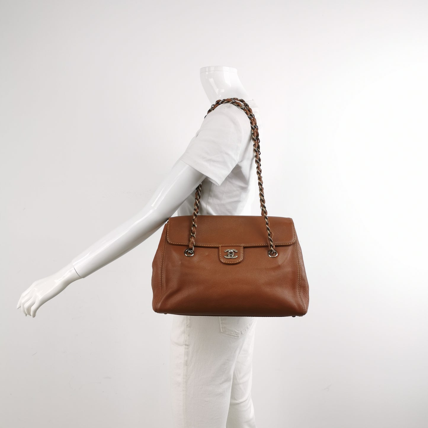 Chanel Calfskin Flap Bag Brown Vintage