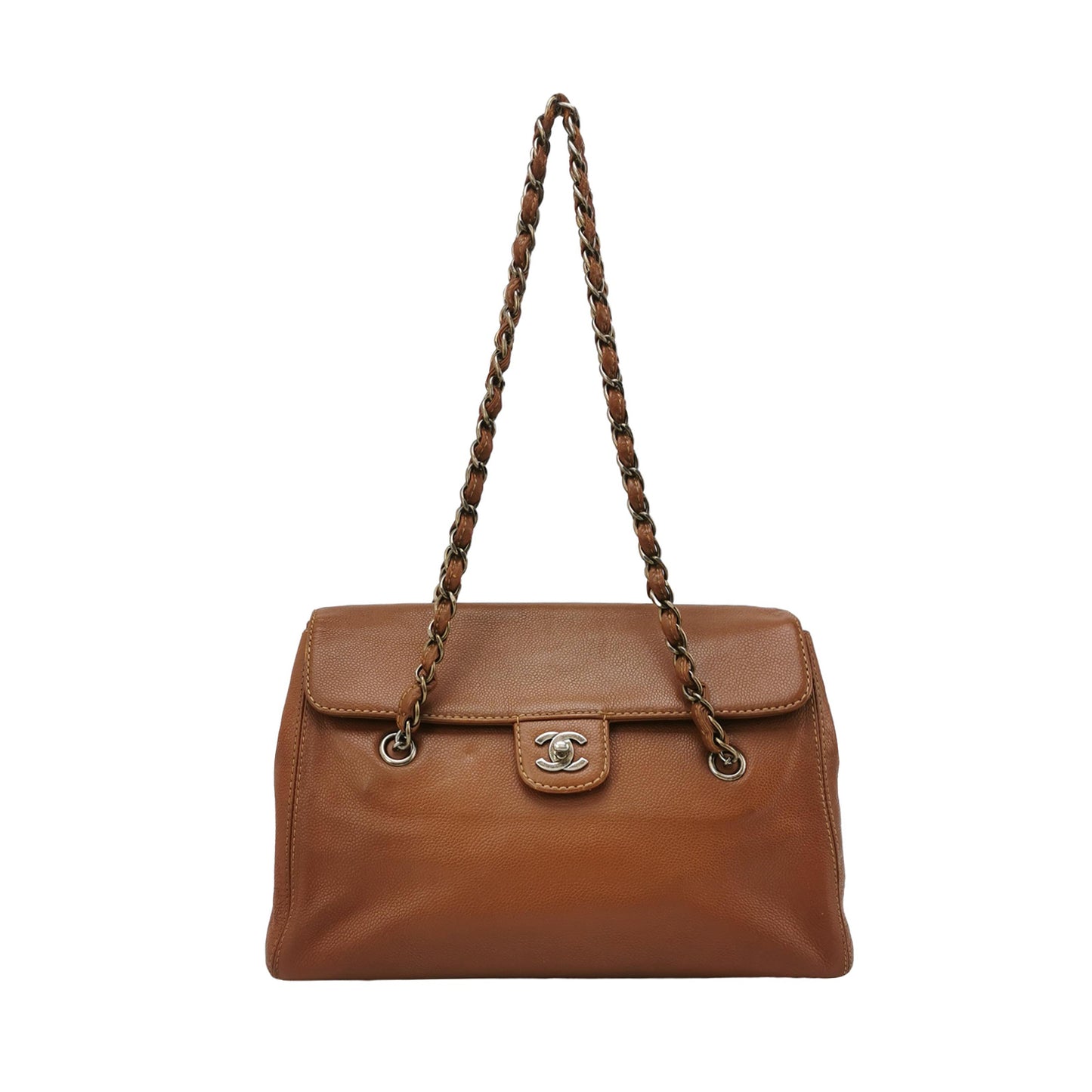 Chanel Calfskin Flap Bag Brown Vintage