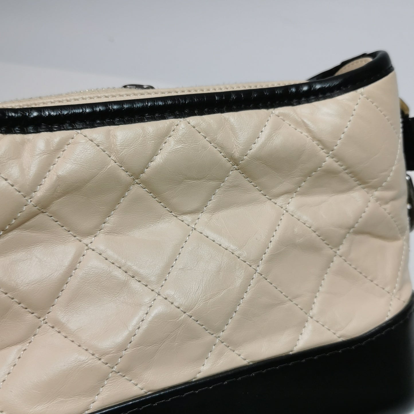Chanel Beige/Black Leather Small Gabrielle Shoulder Bag