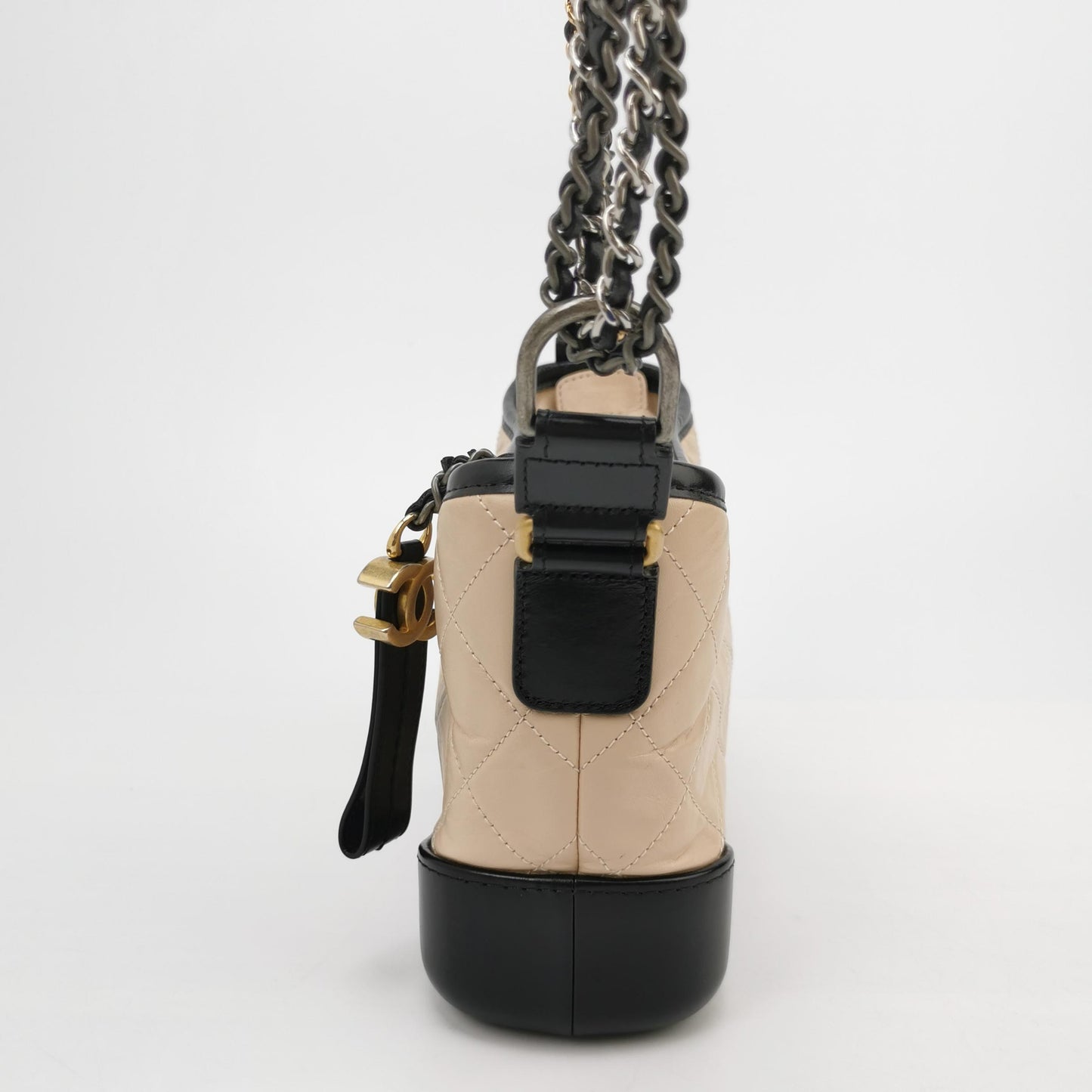 Chanel Beige/Black Leather Small Gabrielle Shoulder Bag