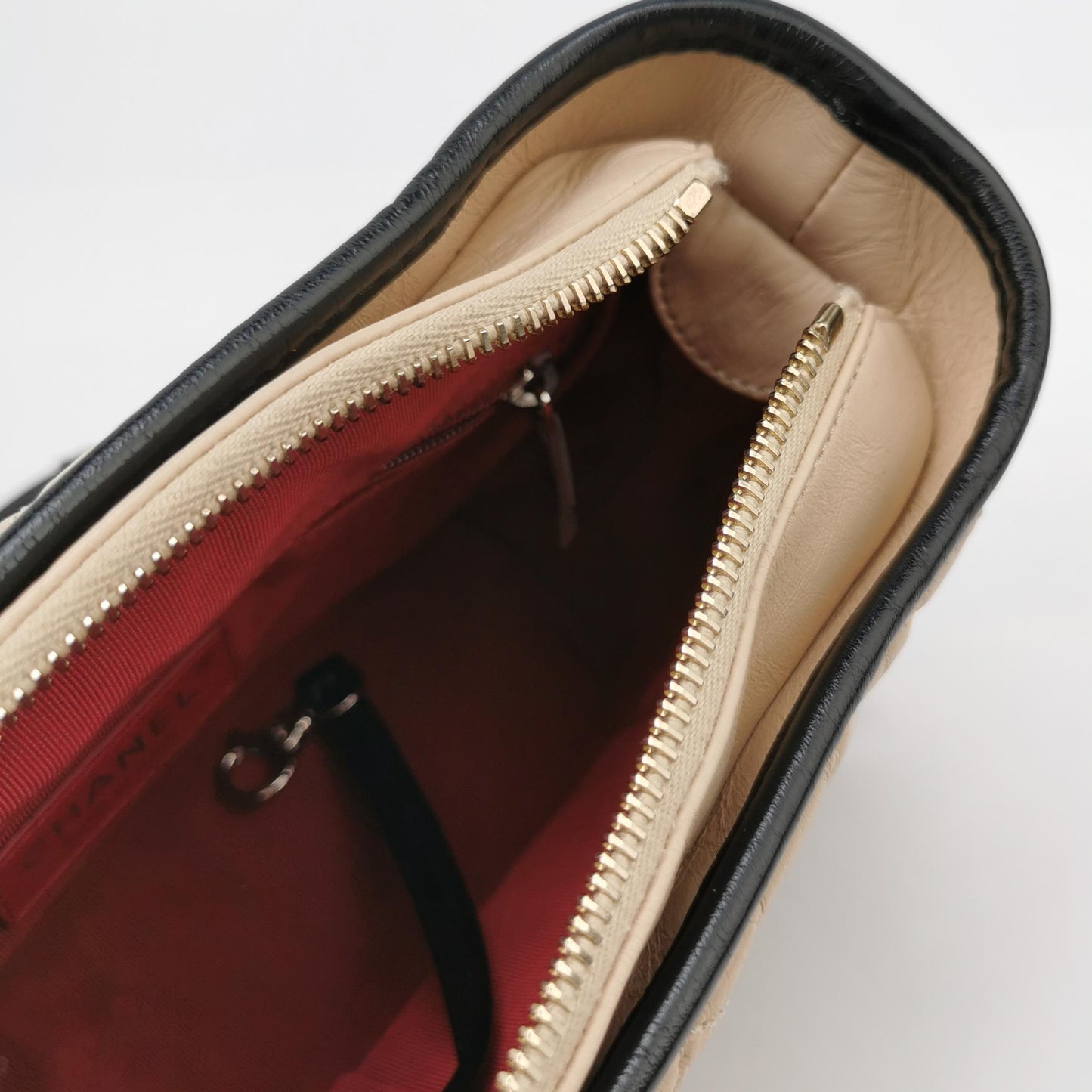 Chanel Beige/Black Leather Small Gabrielle Shoulder Bag