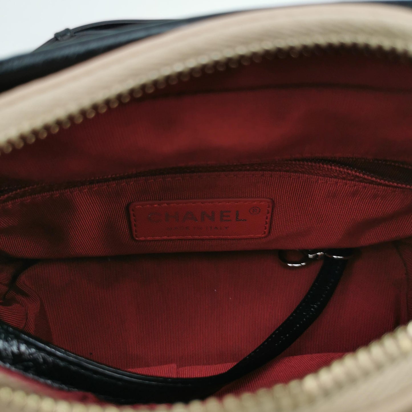 Chanel Beige/Black Leather Small Gabrielle Shoulder Bag