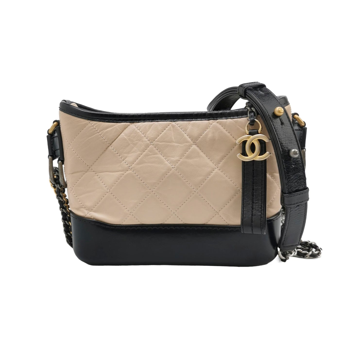 Chanel Beige/Black Leather Small Gabrielle Shoulder Bag