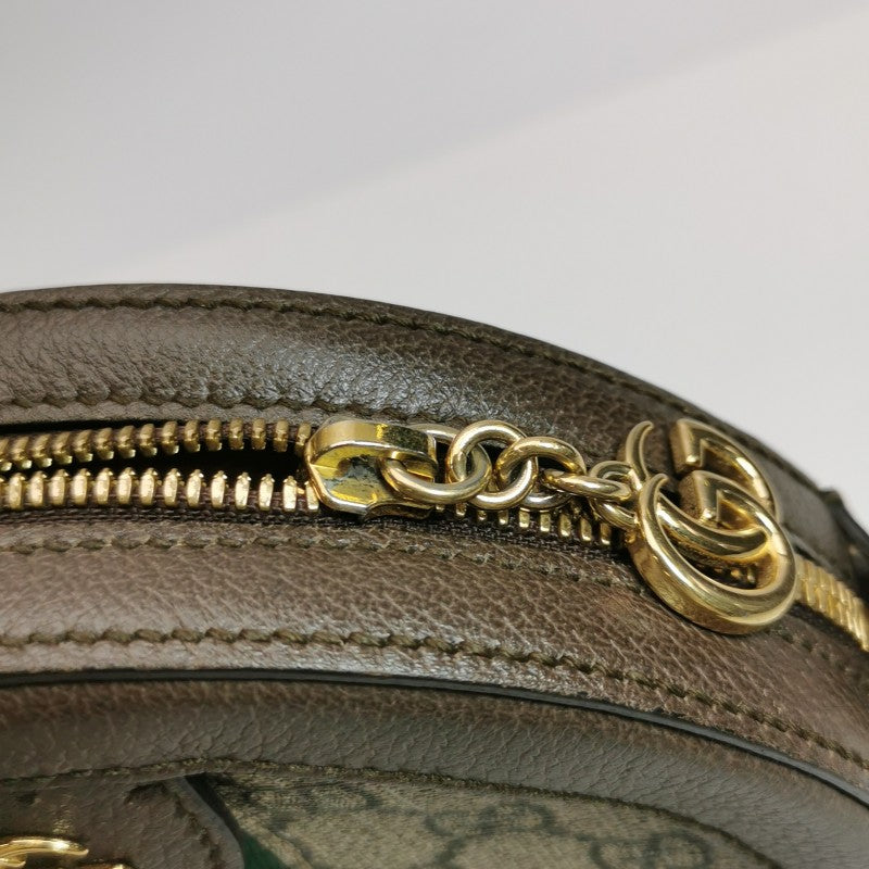 Gucci GG Supreme Monogram Web Mini Ophidia Round Shoulder Bag Brown