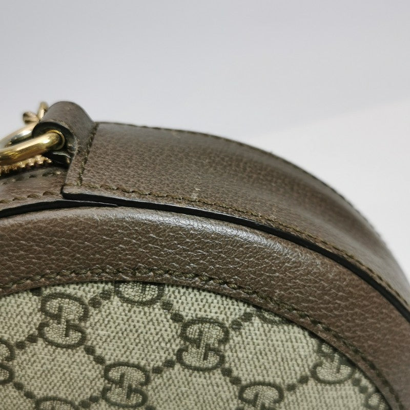 Gucci GG Supreme Monogram Web Mini Ophidia Round Shoulder Bag Brown