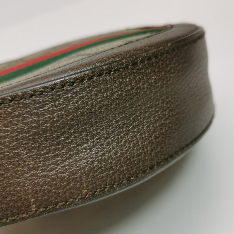 Gucci GG Supreme Monogram Web Mini Ophidia Round Shoulder Bag Brown